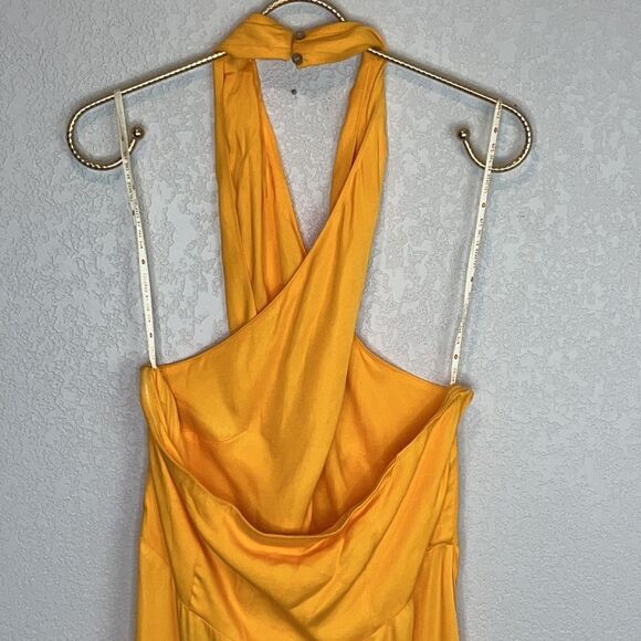 NWT Anthropologie X Farm Rio Yellow Halter Maxi Dress Large - Picture 7 of 15